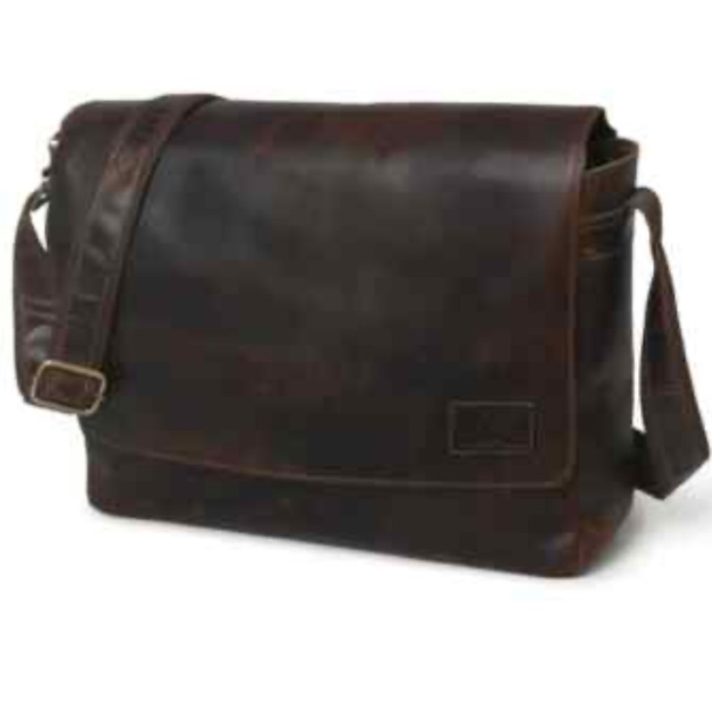 Vintage Patricia Nash Men's Genuine  Leather Canvas Laptop Messenger Bag